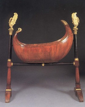 19th Century AUSTRIAN -&nbsp;Biedermeier Black Walnut, Ebonized and Parcel-Gilt Cradle, 1800-1825